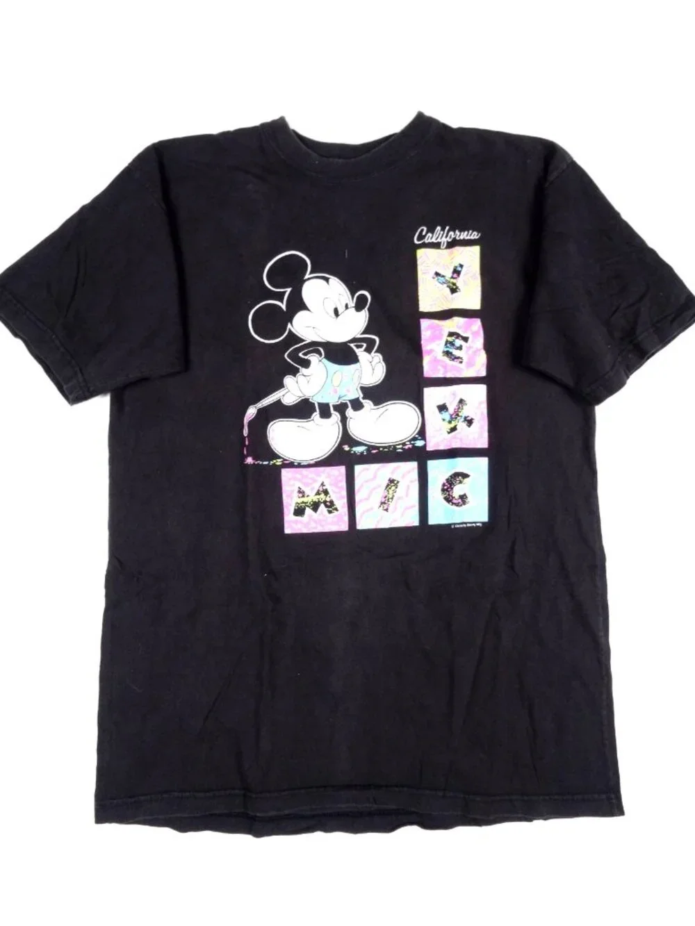 Vintage 90s Disney Mickey Mouse T Shirt XL Mens Retro Cartoon Art Tee Black
